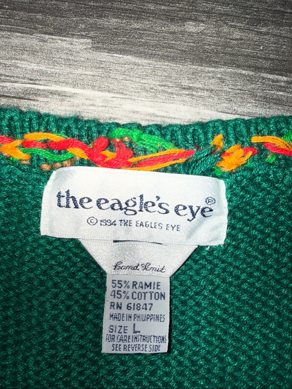 Hand-Knit Green Autumn Farm Scene Sweater Vest - Picture 3 of 4